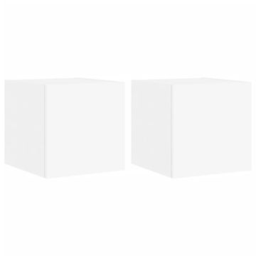 Vidaxl Stenske TV omarice z LED lučkami 2 kosa bela 30,5x35x30 cm