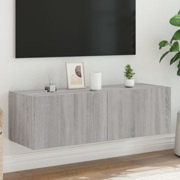 Vidaxl vidaXL Stenska TV omarica, LED, siva, hrast sonoma, 100x35x31 cm
