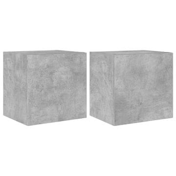 Vidaxl Stenske TV omarice z LED 2 kosa betonsko siva 40,5x35x40 cm
