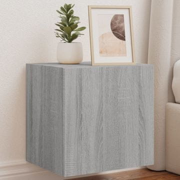 Vidaxl vidaXL Stenska TV omarica z LED osvetlitvijo, siva, hrast sonoma, 40,5 x 35 x 40 cm