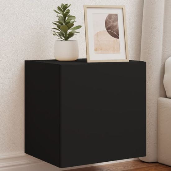 Vidaxl Stenske TV omarice z LED lučkami 2 kosa črna 40,5x35x40 cm