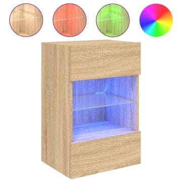 Vidaxl Stenska TV omarica z LED lučkami sonoma hrast 40x30x60,5 cm