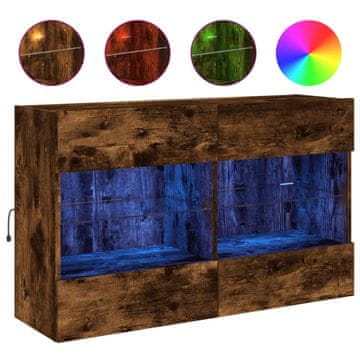 Vidaxl Stenska TV omarica z LED lučkami dimljeni hrast 98,5x30x60,5 cm