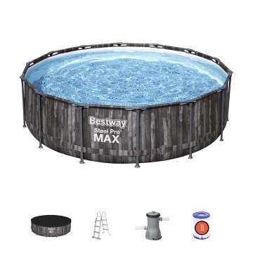 Bestway Montažni bazen Steel Pro MAX | 427 x 107 cm z vzorcem lesa s kartušno filtrsko črpalko