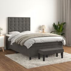 Vidaxl Box spring postelja z vzmetnico temno siva 120x200 cm žamet