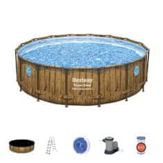 Montažni bazen Power Steel Swim Vista | 488 x 122 cm z vzorcem lesa s kartušno filtrsko črpalko