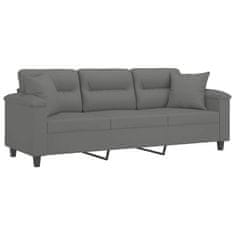 Vidaxl Trosed z blazinami temno siv 180 cm tkanina iz mikrovlaken