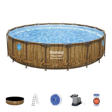 Bestway Montažni bazen Power Steel Swim Vista | 549 x 122 cm z vzorcem lesa s kartušno filtrsko črpalko