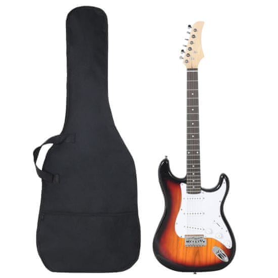 Greatstore Električna kitara za začetnike s torbo rjava in bela 4/4 39"