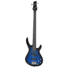 Greatstore Električna bas kitara za začetnike s torbo modro črna 4/4 46"