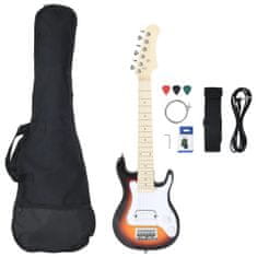 Greatstore Otroška električna kitara s torbo rjava in bela 3/4 30"