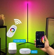 BOT Nordic pametna kotna LED talna svetilka N2 140 cm WiFi RGB bela