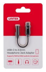 Unitek unitek m1204a kabel za mobilni telefon črn 0,1 m usb c 3,5 mm