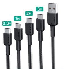 Aukey aukey cb-cd39 usb kabel 0.3m/1m/2m/3m usb 3.2 gen 1 (3.1 gen 1) usb-c usb-a črn 4 kosi