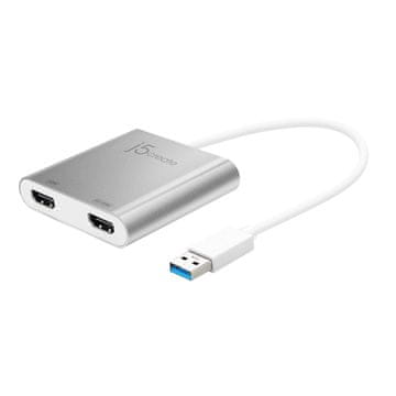 J5CREATE USB 3.0 Adapter za Dvojni HDMI - Multi-monitor rešitev, 4K ločljivost, visoka hitrost prenosa podatkov, aluminijasta ohišja, podpora za Windows in Mac OS