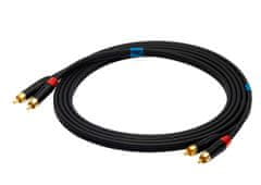 slomart SSQ RCARCA3 - Kabel 2x RCA do 2x RCA, 3 m, črn, dolžina 3 m, moški konektorji, kakovostna bakrena zasnova