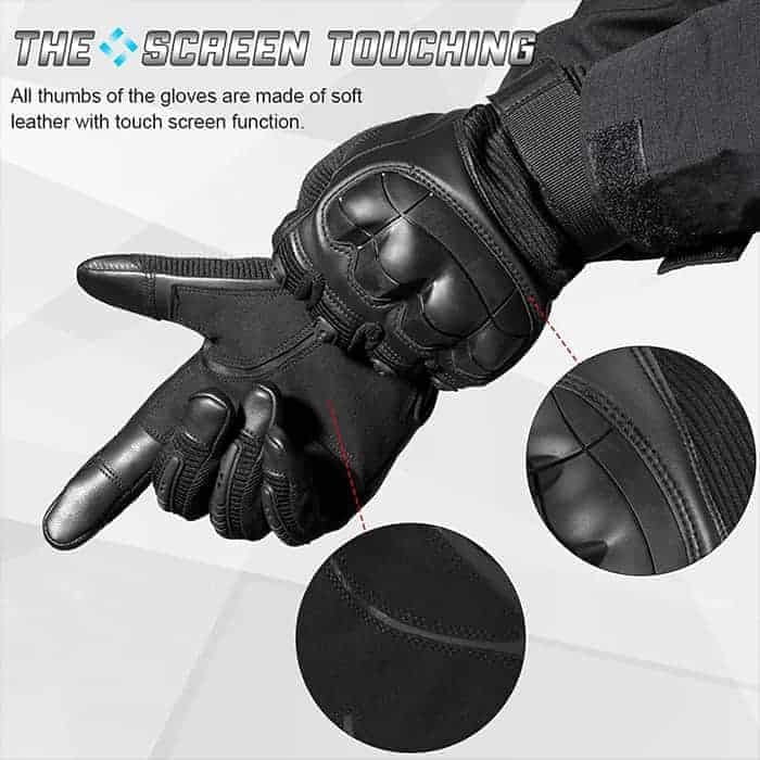 Netscroll Kvalitetne taktične zaščitne rokavice proti mrazu in udarcem, za motor, delo v gozdu ali vrtu, kolesarjenje, lov, plezanje, pohodništvo, zaslon na dotik, proti zdrsu, črne, ProtectiveGloves