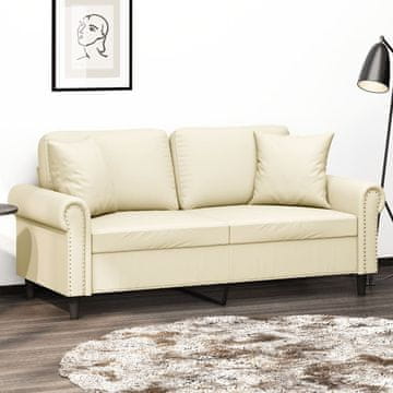 Vidaxl vidaXL Dvosed z blazinami, kremne barve, 140 cm, umetno usnje