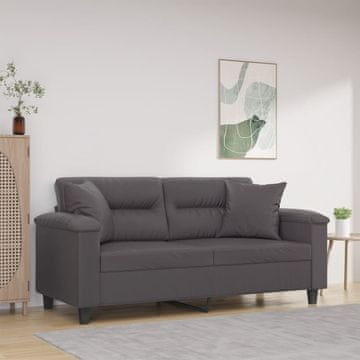 Vidaxl vidaXL Dvosed z blazinami, siv, 140 cm, umetno usnje