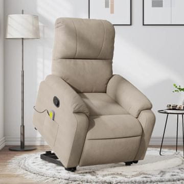 Vidaxl vidaXL Dvigljiv masažni naslanjač, taupe, mikrofibra