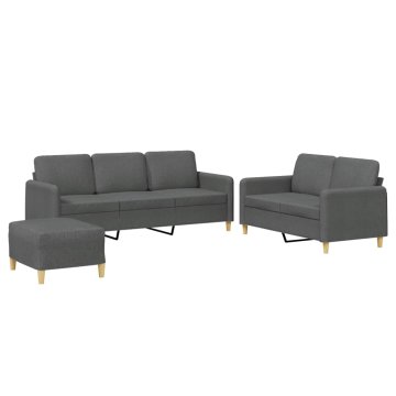 Vidaxl Sedežna garnitura z blazinami 3-delna temno sivo blago