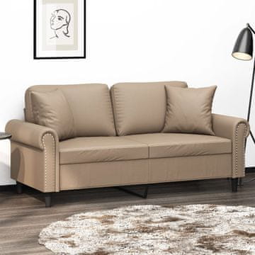 Vidaxl vidaXL Dvosed z blazinami, kapučino, 140 cm, umetno usnje