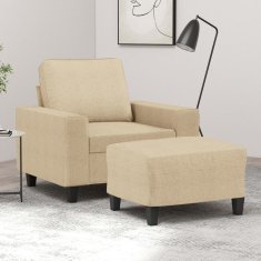 shumee vidaXL Fotelj s stolčkom za noge krem 60 cm blago