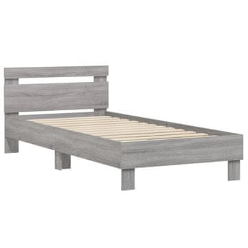 Vidaxl Posteljni okvir z vzglavjem siva sonoma 75x190 cm inž. les