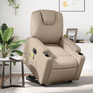 Vidaxl vidaXL Električni nagibni fotelj z masažo, kapučino
