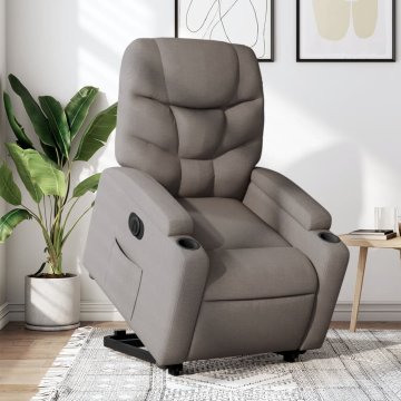 Vidaxl Električni naslanjač s funkcijo vstajanja taupe blago