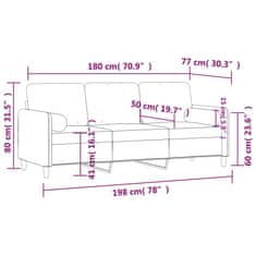Vidaxl Kavč trosed z okrasnimi blazinami roza 180 cm žamet