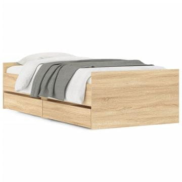 Vidaxl Posteljni okvir s predali sonoma hrast 75x190 cm