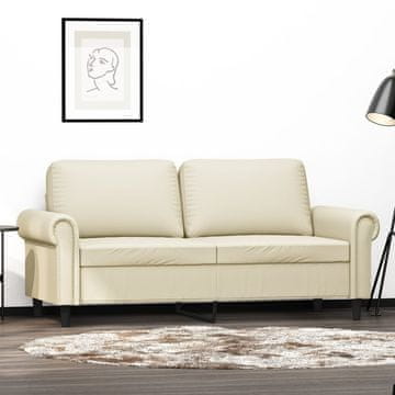 Vidaxl vidaXL Dvosed, kremne barve, 140 cm, umetno usnje