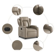 Vidaxl Električni naslanjač s funkcijo vstajanja kapučino umetno usnje