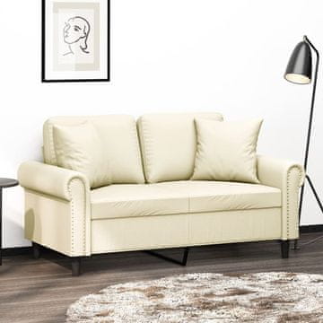 Vidaxl vidaXL Dvosed z blazinami, kremne barve, 120 cm, umetno usnje
