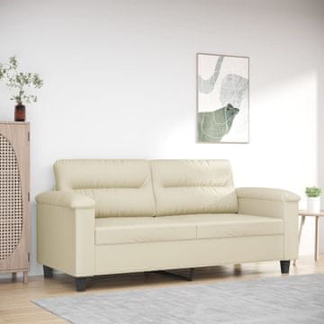 Vidaxl vidaXL Dvosed, kremne barve, 140 cm, umetno usnje