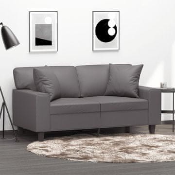 Vidaxl vidaXL Dvosed z blazinami, siv, 120 cm, umetno usnje