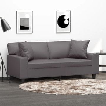 Vidaxl vidaXL Dvosed z blazinami, siv, 140 cm, umetno usnje