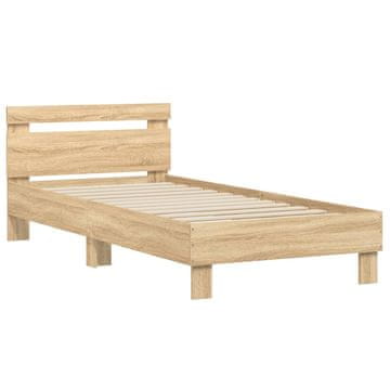 Vidaxl Posteljni okvir z vzglavjem sonoma hrast 90x200 cm inž. les