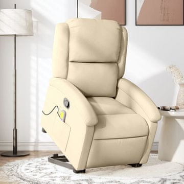 Vidaxl vidaXL Dvigljiv masažni stol z naslonjalom, kremne barve, oblazinjenje iz blaga