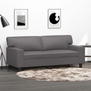 Vidaxl vidaXL Dvosed, siv, 140 cm, umetno usnje