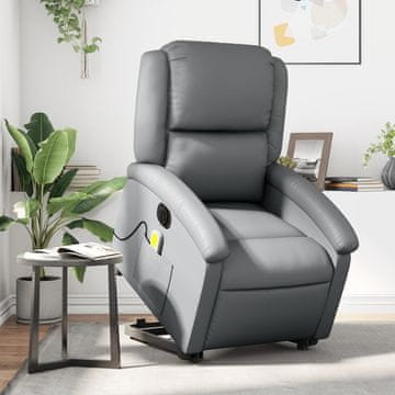 Vidaxl vidaXL Električni nagibni fotelj z masažo, siv