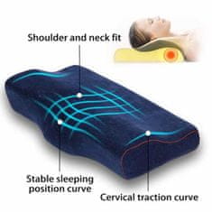 Netscroll Ergonomski anatomski vzglavnik iz spominske pene, 20% več pene, 50x30cm, snemljiva hipoalergena pralna prevleka, odlična podpora vratu in hrbta, hranljiv in globok spanec, 1+1GRATIS, 1-1MemoryPillow