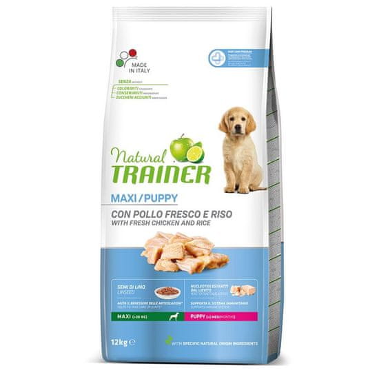 TRAINER Natural Maxi Puppy hrana za pasje mladičke, s piščancem, 12 kg