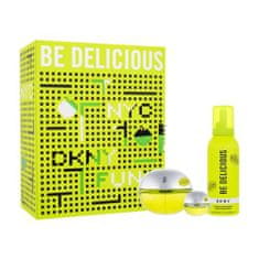 DKNY Be Delicious Set parfumska voda 100 ml + parfumska voda 7 ml + pena za prhanje 150 ml za ženske