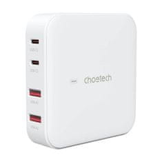 Choetech PD8008 omrežni polnilnik, 2x USB-C, 2x USB-A, GaN, 100 W (bela)