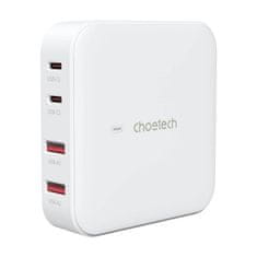 Choetech choetech omrežni polnilnik pd8008, 2x usb-c, 2x usb-a, gan, 100W (bela)