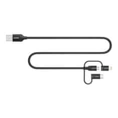 Choetech choetech ip0030 polnilni kabel, mfi 3v1, usb-a/lightning/ micro usb/usb-c, 5v, 1,2m (črn)