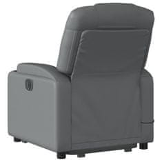 Vidaxl Električni masažni stol s funkcijo vstajanja sivo umetno usnje