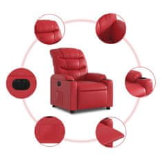 Vidaxl Električni naslanjač rdeče umetno usnje
